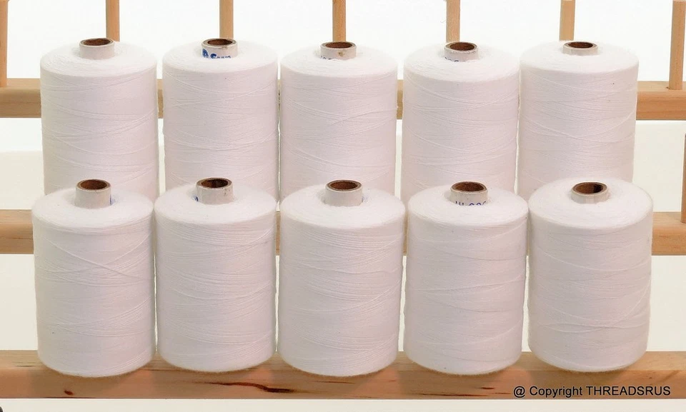 NEW STRONG 10 WHITE 3PLY 1000yards each SEWING QUILTING SERGER THREADS  - Image 1 of 1