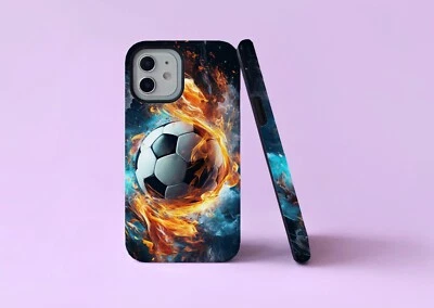 Football Fire Ball Soccer Boys Girls Tough Phone Case/Cover For iPhone Samsung - Image 1 of 4