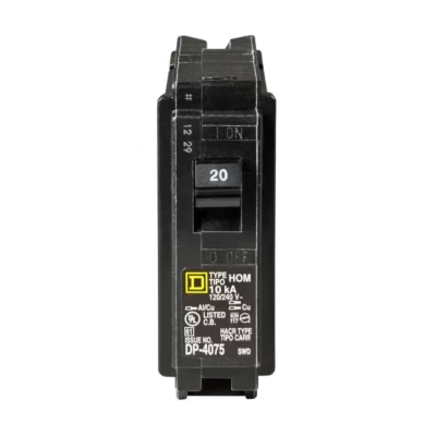 Homeline 20 Amp One-Pole Circuit Breaker HOM120CP, Square D Breakers 120/240 VAC
