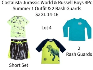 Costalista Jurassic World Russell Boys 4Pc Summer Set & Rash Guards Sz XL 14-16 - Picture 1 of 10
