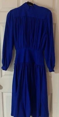 Maxi Vestido Victoriano Vintage Hecho a Mano Azul Hermoso Diseño de Botones Mangas Foto 1 de 4