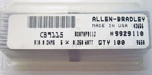CB9115 ALLEN-BRADLEY MIL#: RC07GF911J RESISTENCIA PELÍCULA CARBONO 150V LOTE DE 5% 100 PIEZAS  - Imagen 1 de 5