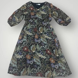 Piper & Scoot Womens Fit Flare Dress Floral Maxi Ditsy Fairy Demure Cottage M - Picture 1 of 9