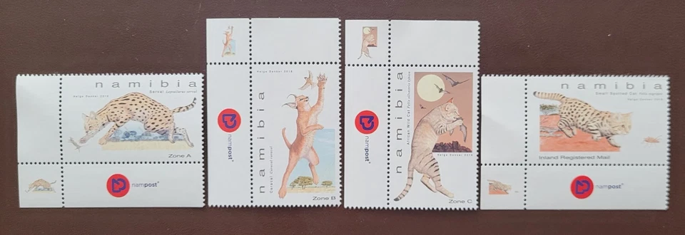 Namibia 2018/Pequeños felinos de Namibia/juego completo MNH/esquina con letrero NamPost Foto 1 de 1