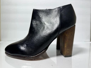 Steven by Steve Madden Black Leather Ankle Booties with Wooden Block Heel US 9.5 - Picture 1 of 6