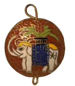 VINTAGE CLOISANNE ELEPHANT PENDANT FOR NECKLACE, BRACELETS, ANKLETS - Picture 1 of 6