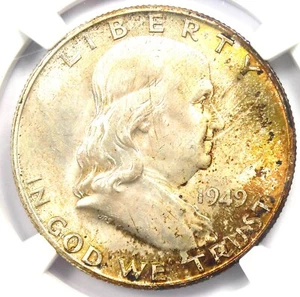 1949-D Franklin Half Dollar 50C Coin - NGC MS66+ FBL Plus Grade - $8,100 Value - Picture 1 of 4