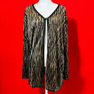 Vintage 80s La Fete USA Made Velvet Burnout Sheer Tiger Animal Print Cardigan OS - Picture 1 of 12