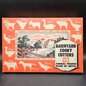 Vintage Barnyard Cooky Cookie Cutters Metal 12 Animal Figures - Picture 1 of 11