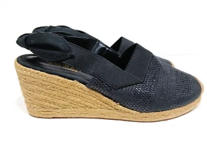 Lauren Ralph Lauren Helma Espadrille Slingback Wedge Sandals Black Size 7.5 B - Picture 1 of 14
