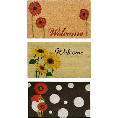 Rubber-Cal Welcome ?Floral Door Mat? Kit - 18" x 30" - 3 Doormats - Image 1 of 4