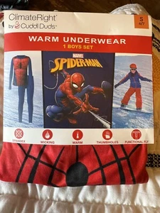 ClimateRight By Cuddl Duds Underwear Boy Size S 6/7 Spiderman Pajamas Thumbhole - Picture 1 of 4