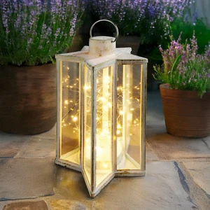 Firefly Lantern LED Light Star Hanging Home Decor Distressed White Lamp String - Picture 1 of 24