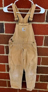 Vtg USA MADE Carhartt Y11 BRN Youth Bib Overalls Size 6 Duck Canvas Double Knee - Picture 1 of 5