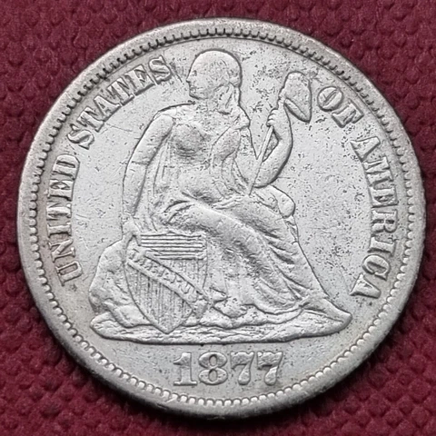 1877 CC Seated Liberty Dime 10c High Grade XF +++ #37057 Cover