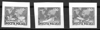 POLAND  UNIVERSAL POSTAL UNION PROOF/BLACK PRINT  SCOTT # 457-59 MNH - Image 1 of 4
