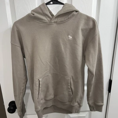 Abercrombie & Fitch Kids Hooded Knit Sweatshirt Cream Oatmeal, Size 11/12 - Image 1 of 4