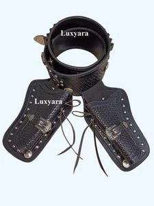 Western Leather Cartridge Belt Ammo Loops Revolver Holster Cover Colt Sass Rigs - Picture 1 of 6