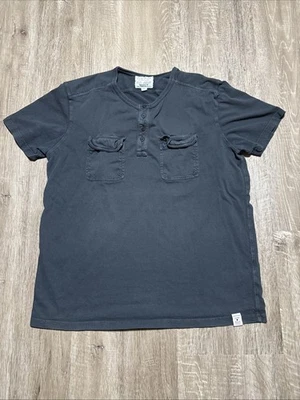 Camisa Henley LUCKY BRAND L Gris Manga Corta Bolsillos Foto 1 de 4