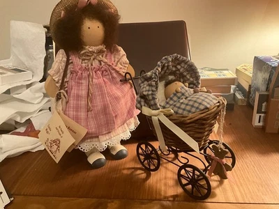 复古 1989 年 Lizzie High 娃娃 Rebecca Bowman 带 Baby Brother in Carriage 全新带标签 — 第 1/4 张图片