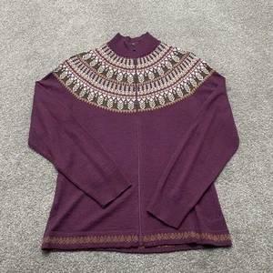 Woolrich Sweater Womens Small Purple Full Zip Nordic Fair Isle Knit Pullover - Picture 1 of 7