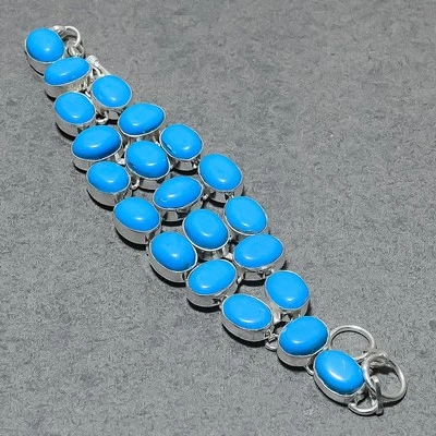 Dornröschen Türkis Oval Form Edelstein Geschenk Schmuck Armband 8-9 Zoll SR 1361 - Bild 1 von 4