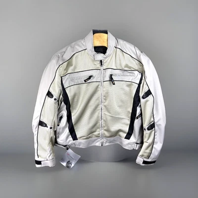 Xelement CF378 Motorcycle Jacket Men 5XL Black Silver Level 3 Vented Mesh Armor - Image 1 of 4