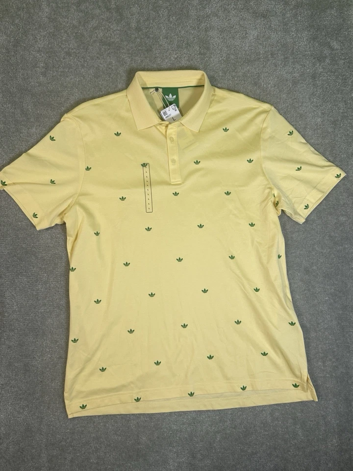 adidas Originals Printed Trefoil Polo Golf Shirt Almost Yellow JM8257 Sizes Med