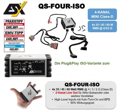 Sehr kleiner ISO Plug & Play P & P 4-Kanal Auto Verstärker Endstufe 240 W RMS - Bild 1 von 4