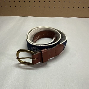 Herren Leder Man Ltd Gürtel Fischerboote Essex CT massive Messingschnalle blau Größe 32" - Bild 1 von 7