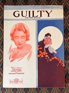 Guilty Fox Trot Ballad, Ruth Etting, Ziegfeld Star Vintage Sheet Music 1931 - Picture 1 of 3