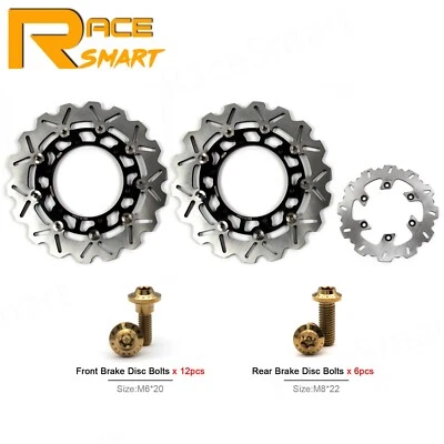 Rotores de freno delanteros traseros + pernos de montaje para Yamaha YZF600R Thunderace 1996-2004 Foto 1 de 4