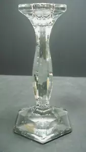 Candelabro patrizio vetro Heisey antico con diamante H ~ 7,75" alto - Foto 1 di 8