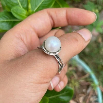 Mother Of Pearl Gemstone 925 Sterling Silver Handmade Ring All Size S-38 - Image 1 of 4
