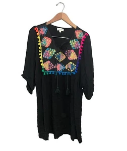 Vestido túnica bordado Velzera para mujer 2XL playa pompón playa manga corta - Imagen 1 de 6