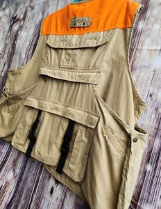 Cabelas Outdoor Gear Hunting Vest Fishing Khaki Orange Size XL Pockets Pouches - Picture 1 of 18