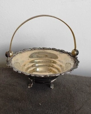 Cesta de caramelo de plata esterlina de Rusia soviética vintage años 60 URSS con mango 875 Foto 1 de 4