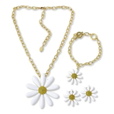 Juego de joyas Heidi Daus "Flower Power" esmalte y cristal margarita-nuevo con etiquetas-$139,95 Foto 1 de 4