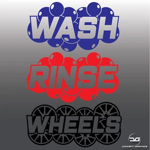Wash, Rinse & Wheels Detailing & Valeting Vinyl Bucket Decal Stickers Car Wash - Picture 1 of 3