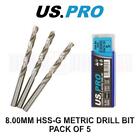 US PRO Tools 8,00 mm HSS-G metrischer Drehbohrer Bit 10er-Pack 2432