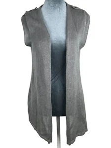 J. Jill Women Gray Knit Open Front Sleeveless Cardigan Vest W/ Button Details XS - Picture 1 of 9