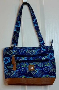 Stone Mountain Fabric Bag, Blue Paisley 13'x9, Compartments Inside and Outside - Picture 1 of 2