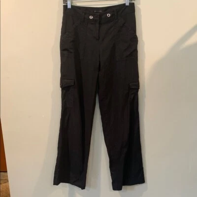 Pantalones cargo para mujer Ingredientes mezcla de lino negro talla 4 pequeños Foto 1 de 4
