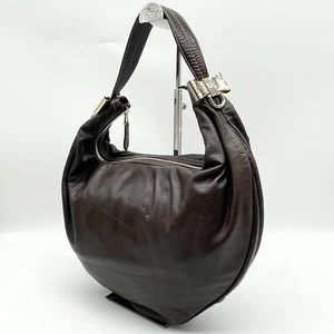 Gucci Hobo Bolso de Hombro Bolso de Mano Cresta Logo Cinta Cuero Marrón 181492 Auténtico - Imagen 1 de 24