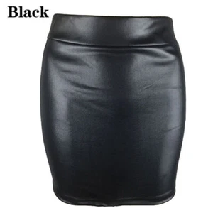 Sexy Mini Bleistiftrock Damen PU Leder figurbetont schmal kurzer Rock Bürokleid - Bild 1 von 8