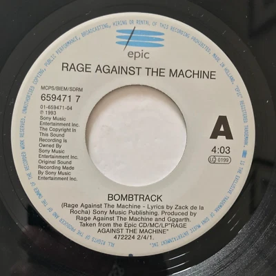 Rage Against The Machine – Bombtrack 7" Vinyl Single Jukebox 1993 - Image 1 of 4
