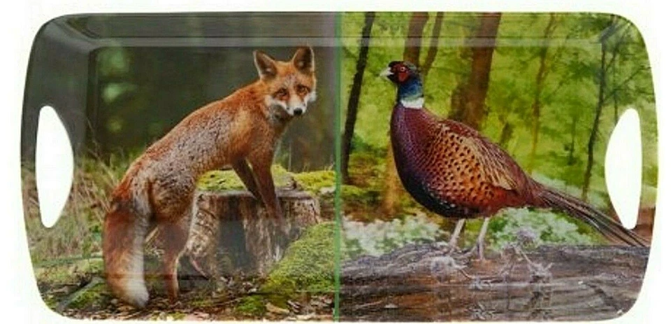The Leonardo Collection Tablett Wildlife 40 x 20 x 3 cm Wald Tiere Fuchs Fasan - Bild 1 von 1