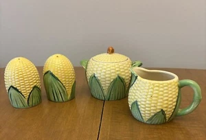 Vintage Maiskolben Salz & Pfefferstreuer Sahne & Zucker Japan handbemalt 4 Stück Set - Bild 1 von 12