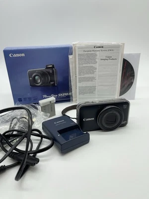 TOP Canon PowerShot SX210 IS - Schwarz - Digitalkamera - Kamera - 14.1MP - OVP - Bild 1 von 4