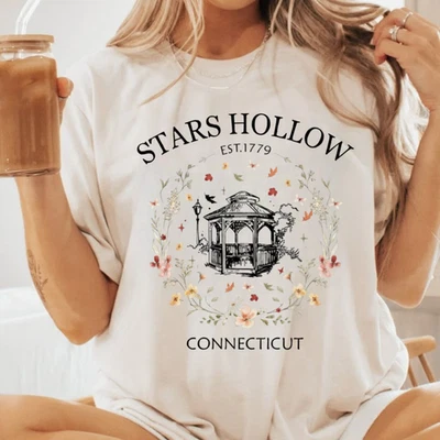 Camiseta para mujer Gilmore Girls Fan Shirt Stars Hollow Town Gazebo floral Connecticut Foto 1 de 3
